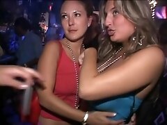 Girls flashing and licking tits at a party