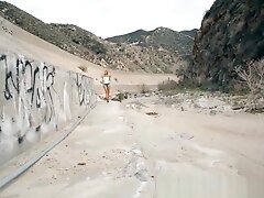 Puma Swede Spreading Pussy Outside in the Desert!