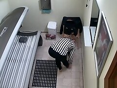 teen 18+ playing with pussy in Solarium Tube