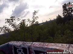 Skinny german blonde milf slut seduces guy for public date