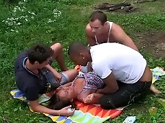 July in gang bang sex porn video filmed in the outdoors