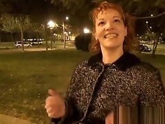 Public provocation with a redhead chubby girl