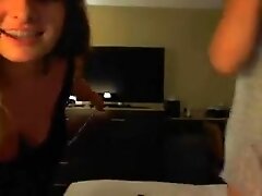 Camgirls streak hotel hallway.