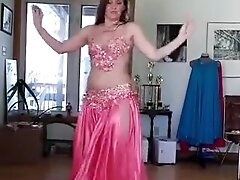 Sexy girl in Satin skirt Belly Dance