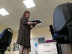 Teacher's Legs 2 - spying on mature lady in the classroom