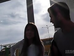 HUNT4K. Couple is in need of cash for motel so why girl gets naked