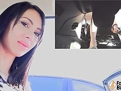 Gorgeously seductive Daniela pumping the car pedals for you