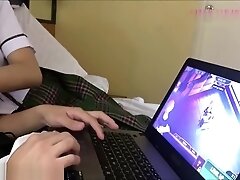 Pinay student 18+ playing nutaku game w/ classmate gets creampied