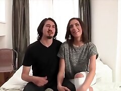 Cuckold jerks as he watches wife fuck