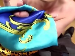 Silk scarf handjob