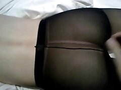 Amateur Korean slut in stockings fucking on a sex tape