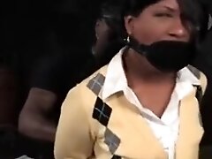 Hogtied Ebony Stimulated With Toys