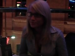 Sexy blondie goes for crazy sex in public restroom