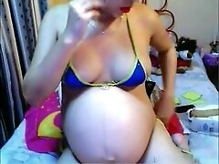 Pregnant Latina immature gives me a show