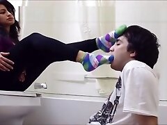 Sucking teen 18+ socks and feet while