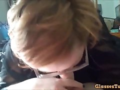 Pretty Young Babe Lass With Glasses Giving Fellatio - Amateur Porn