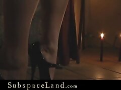 Naked leashed slave girls tortured out in the cold