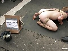 Bound in Public. Noah Brooks is dragged through the streets bound and pissed o