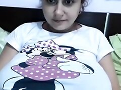 Lovely Indian girlfriend shows her tits on the webcam