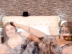 Thick legs redhead sexy big tits milf in nylons