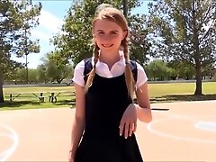 petite blonde makes herself orgasm