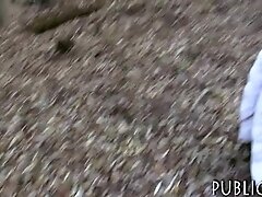Czech girl flashes her tits and fucked in the woods