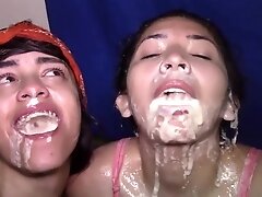 Really nasty extreme deepthroating (threesome)