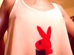 Slim blond pufft chubby cameltoe pussy small tits nipples