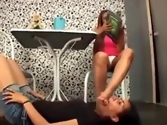 Stunning mistress lesbian footstool