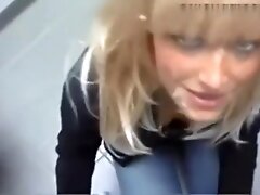 Outdoor sex in toilet for money. Young blonde teen 18+ and old mature Step daddy