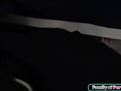 Stepdad touches teen stepdaughters pierced nipples and pussy